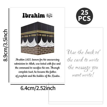 25pcs Islamic Prophet Character Cards,Content Includes Prophetic Lives,Values,Educational Visual Guide Card,Ramadan Prayers Gift